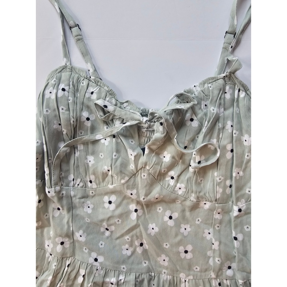 Hollister Floral Mini Dress Womens M Green Smocked Cottagecore‎ Summer - Picture 2 of 7